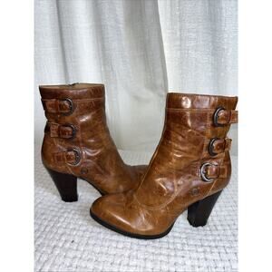 Born-Shoes Womens 8.5 Vivi Heel Boot Zip Buckle Leather Ankle Booties